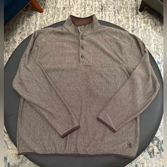 Southern Proper Brown & Tan 1/4 Button Birch Pullover - Picture 1 of 12